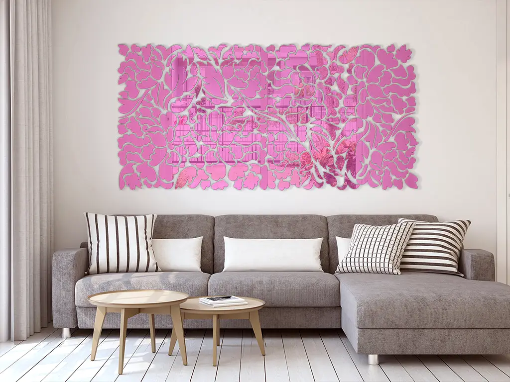 Oglindă decorativă Flower Blossom, Folina, culoare roz, dimensiune oglindă 200x93 cm