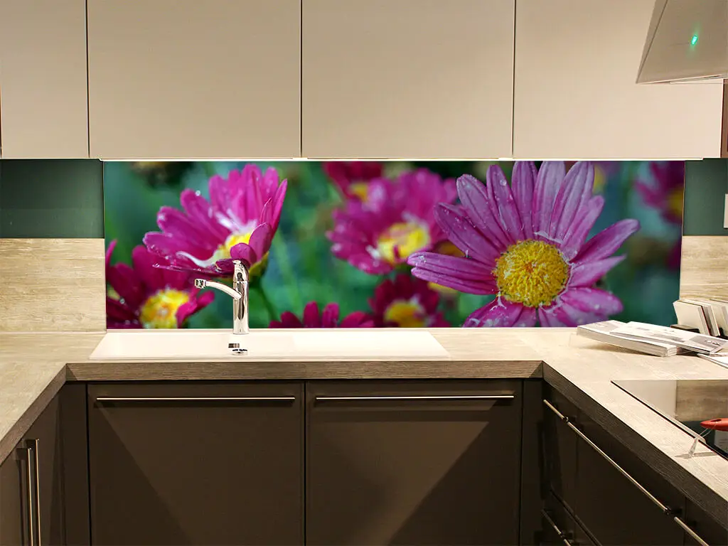 Autocolant perete Pink daisies , multicolor, dimensiune autocolant 200x80cm