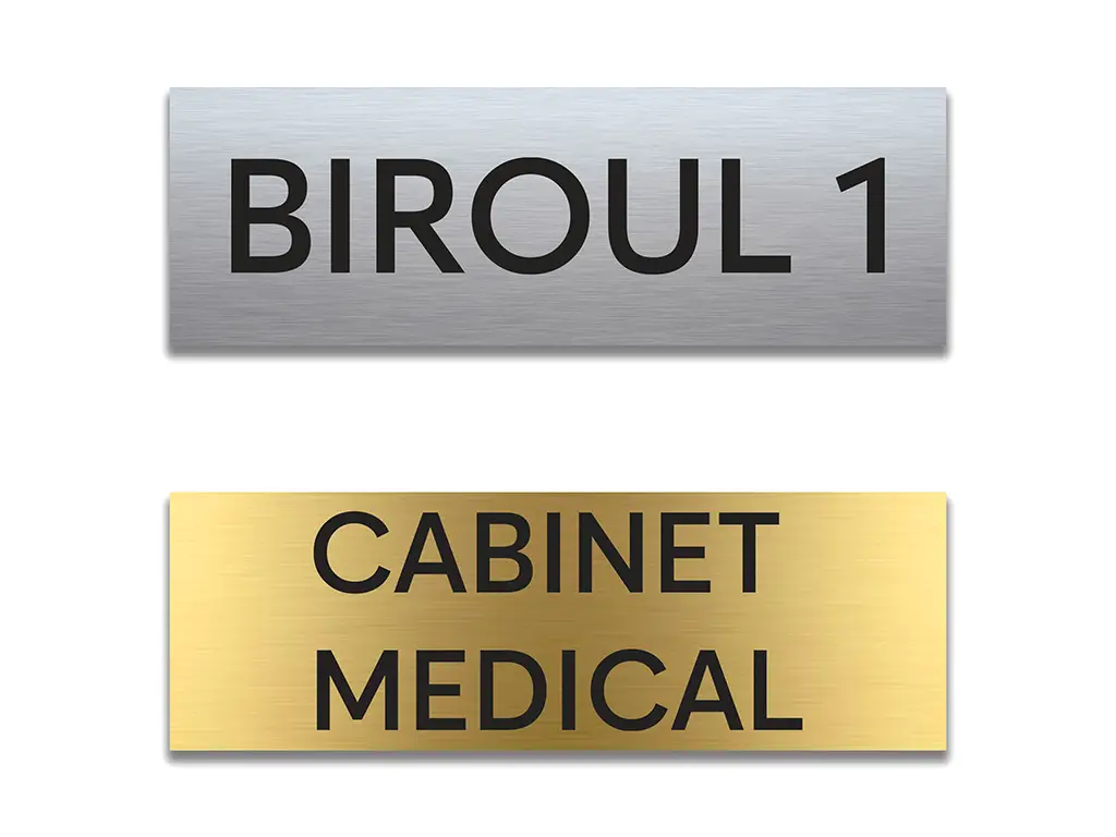 Plăcuță personalizată gravată pentru birouri, spații comerciale, firme și instituții, 15x5 cm