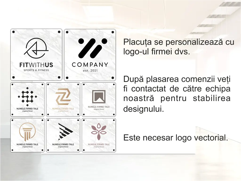 Plăcuţă personalizată cu logo, model print marmură