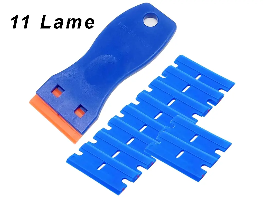 Set format din răzuitor și 11 lame din plastic pentru răzuirea diverselor suprafețe