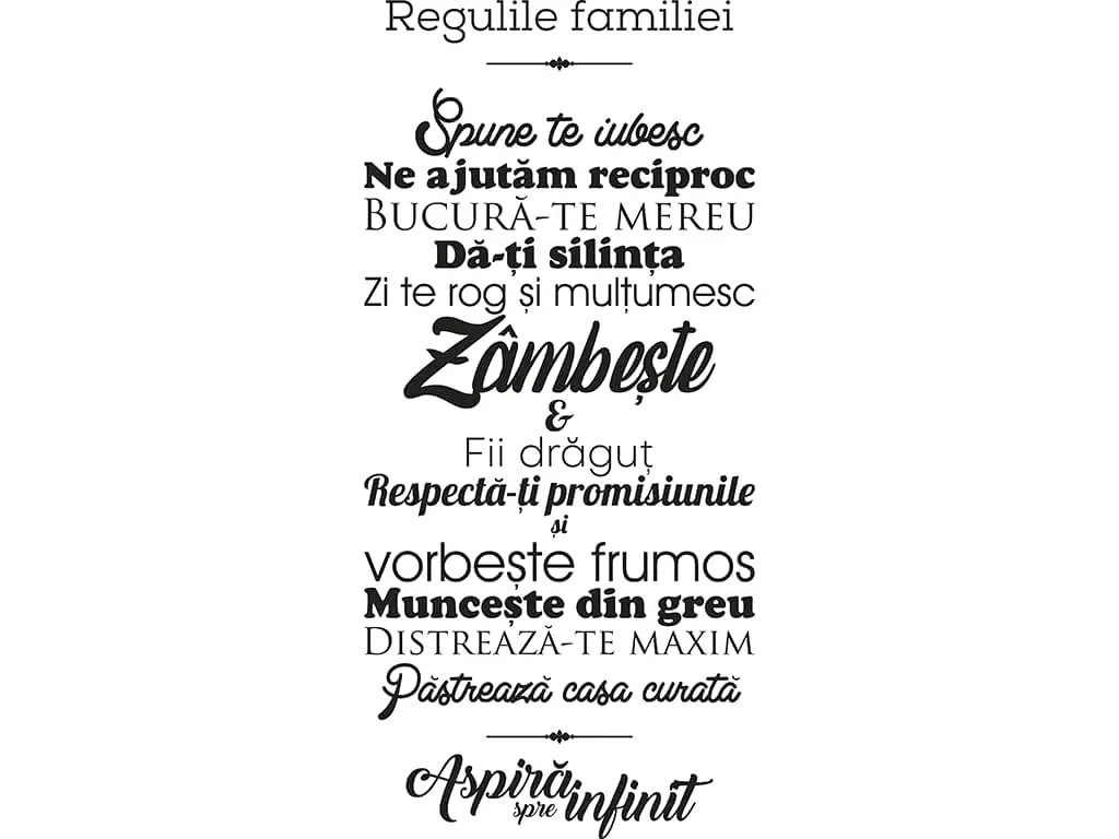 Sticker perete Regulile familiei, Folina, Negru, 145x65cm