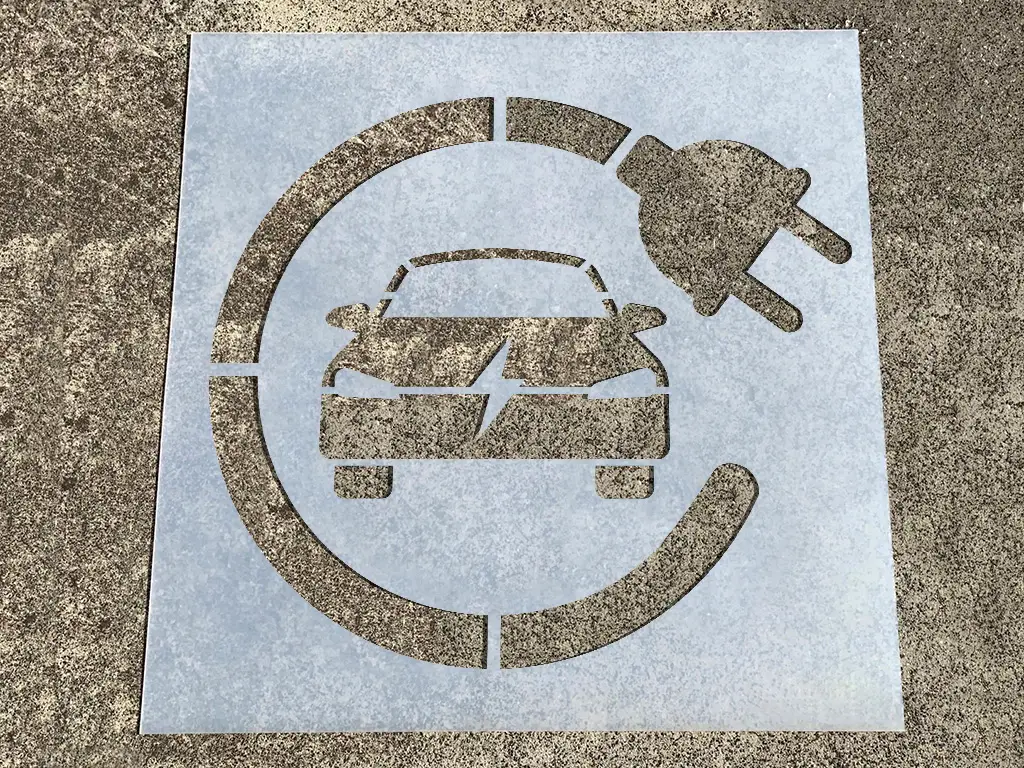 Șablon de semnalizare pentru stațiile de încărcare vehicule electrice, dimensiune la comandă