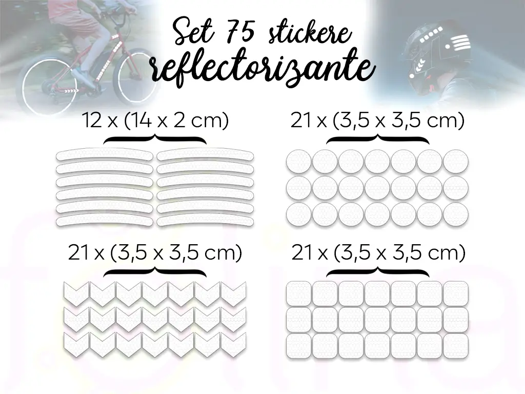 Set 75 stickere reflectorizante Honeycomb pentru îmbunătățirea vizibilității rutiere