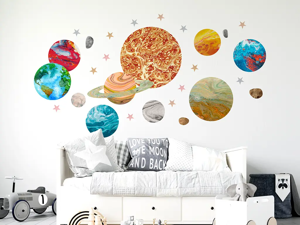 Set stickere cu planete, planșă 133 x 120 cm