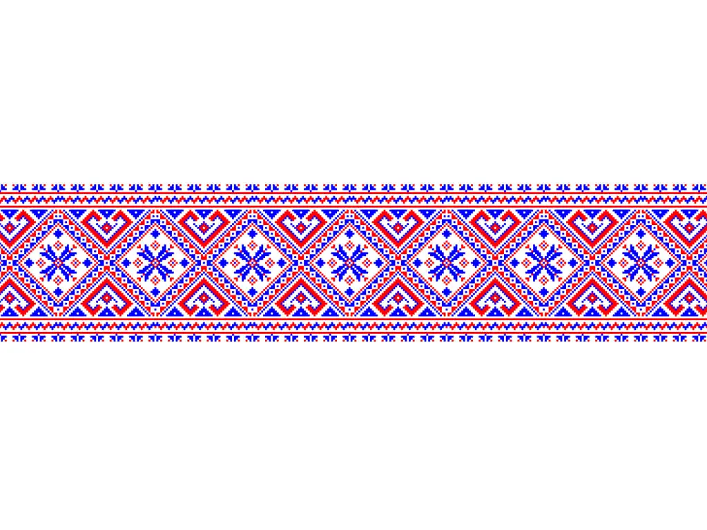 Set 5 Borduri decorative autoadezive, Folina, motive tradiţionale româneşti, roşu şi albastru, 10x100 cm