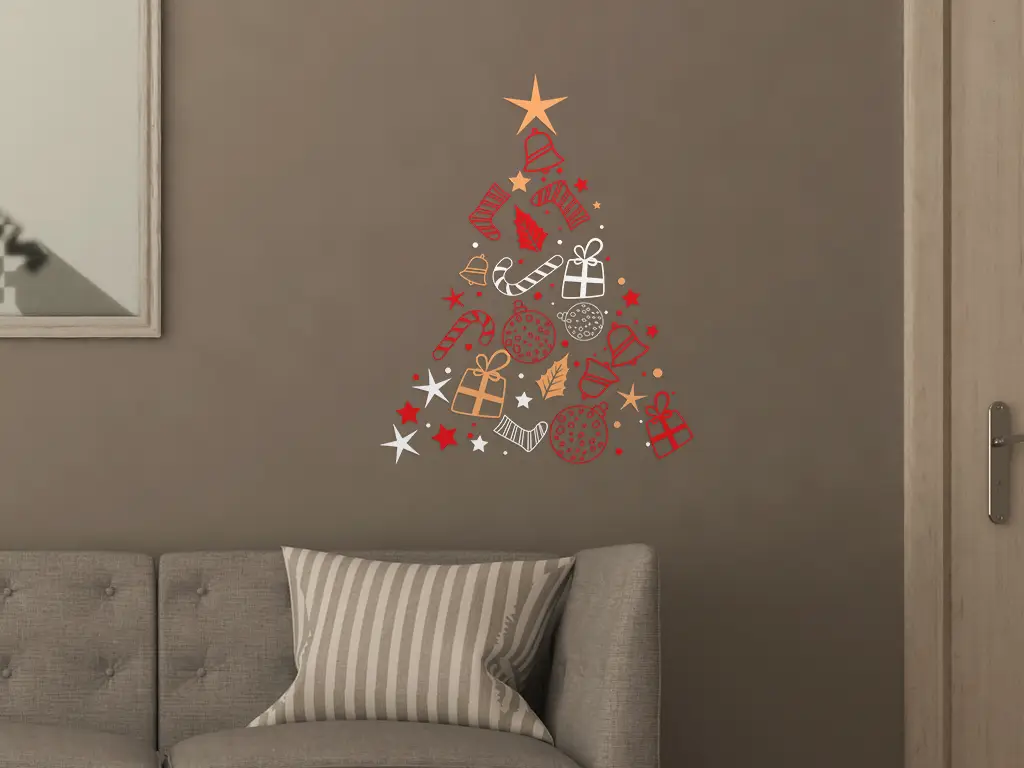 Sticker Crăciun, brăduţ stilizat, 50x62 cm