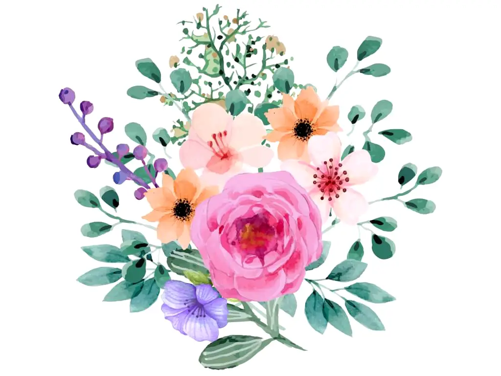 Sticker perete flori watercolor, Folina, multicolor, 98x103 cm