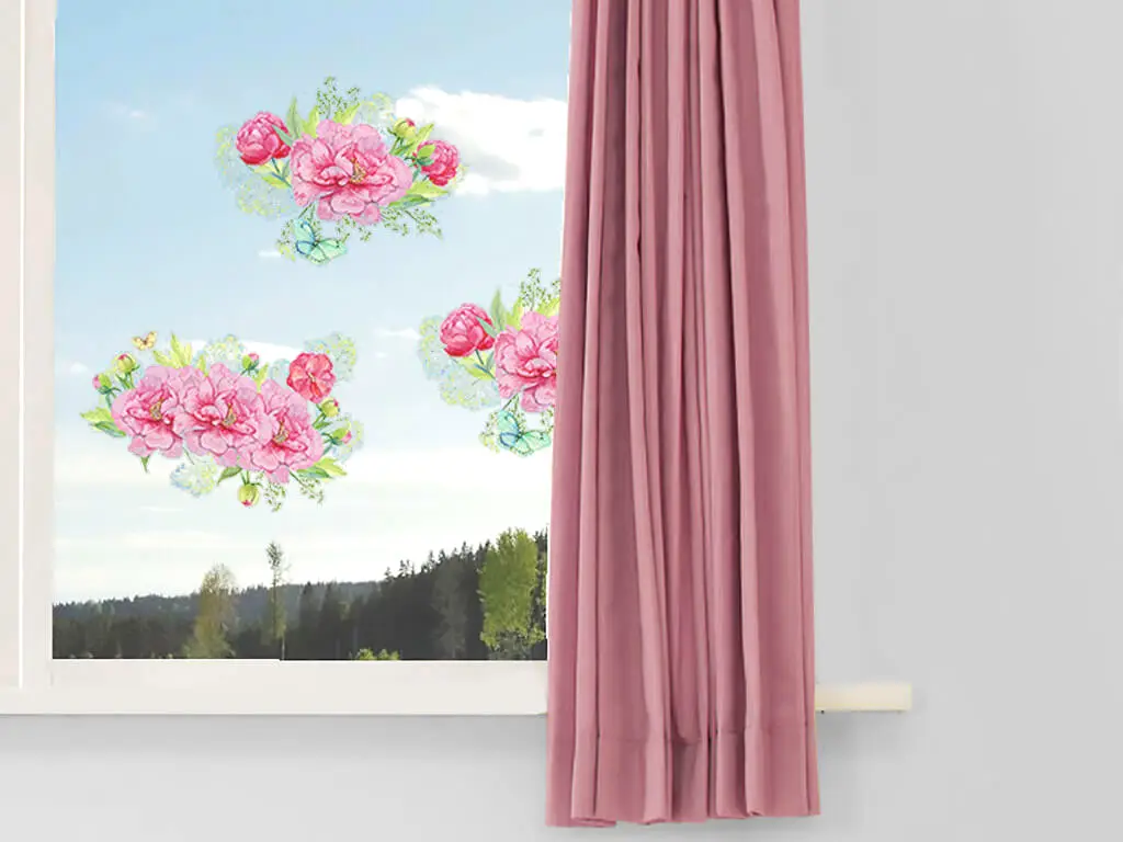 Set 6 stickere flori, Folina, decor floral Light Rose, planșă  95x100 cm