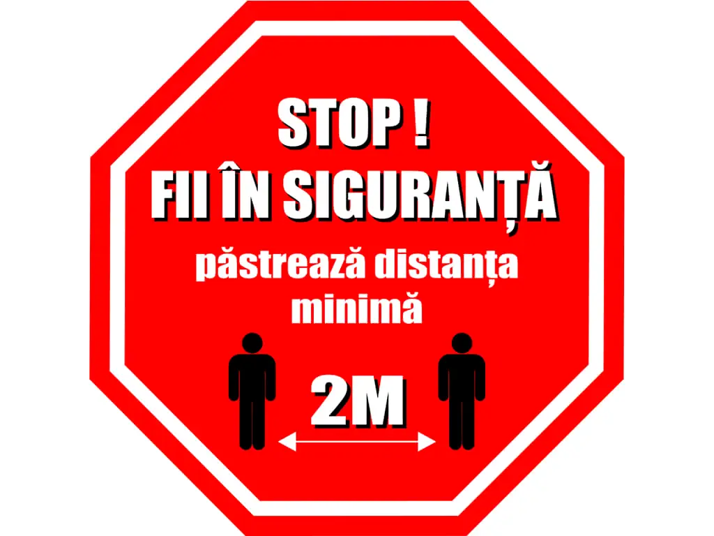 Stickere podea Octagon Recomandări Păstrează distanţa 6 - set 4 bucăţi, 35 cm