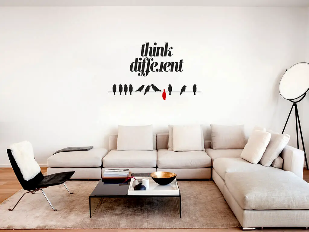 Sticker cu mesaj Think different, Folina, negru, 120x68cm