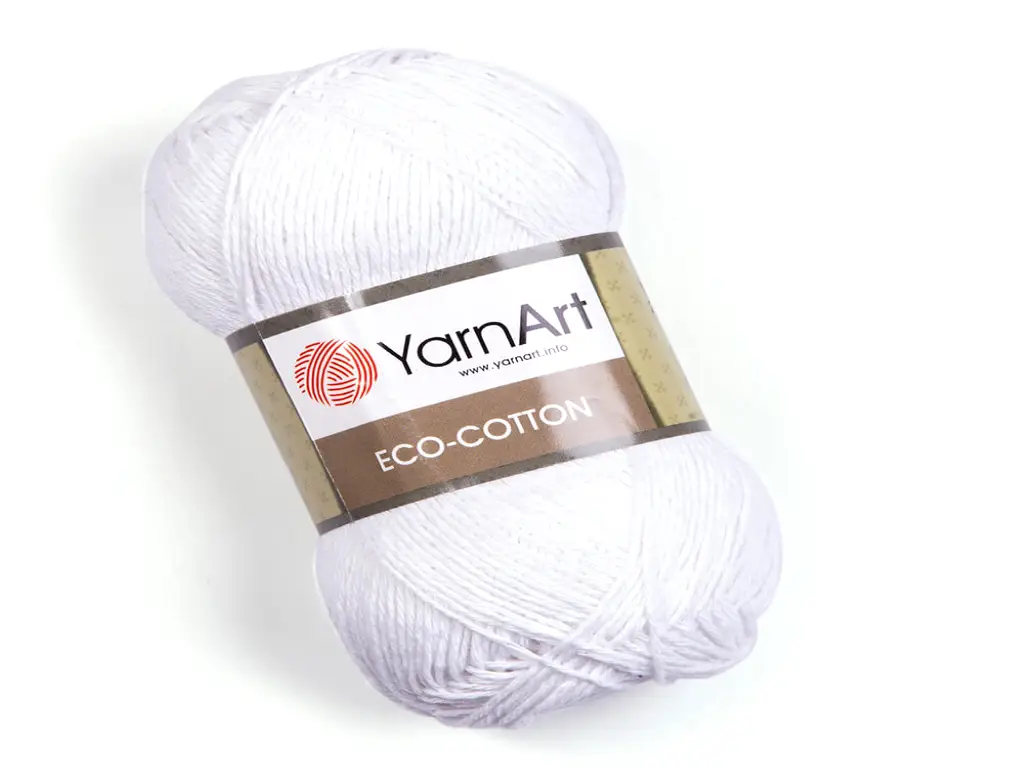 Fir textil Yarn Art Eco Cotton alb 760, pentru tricotat