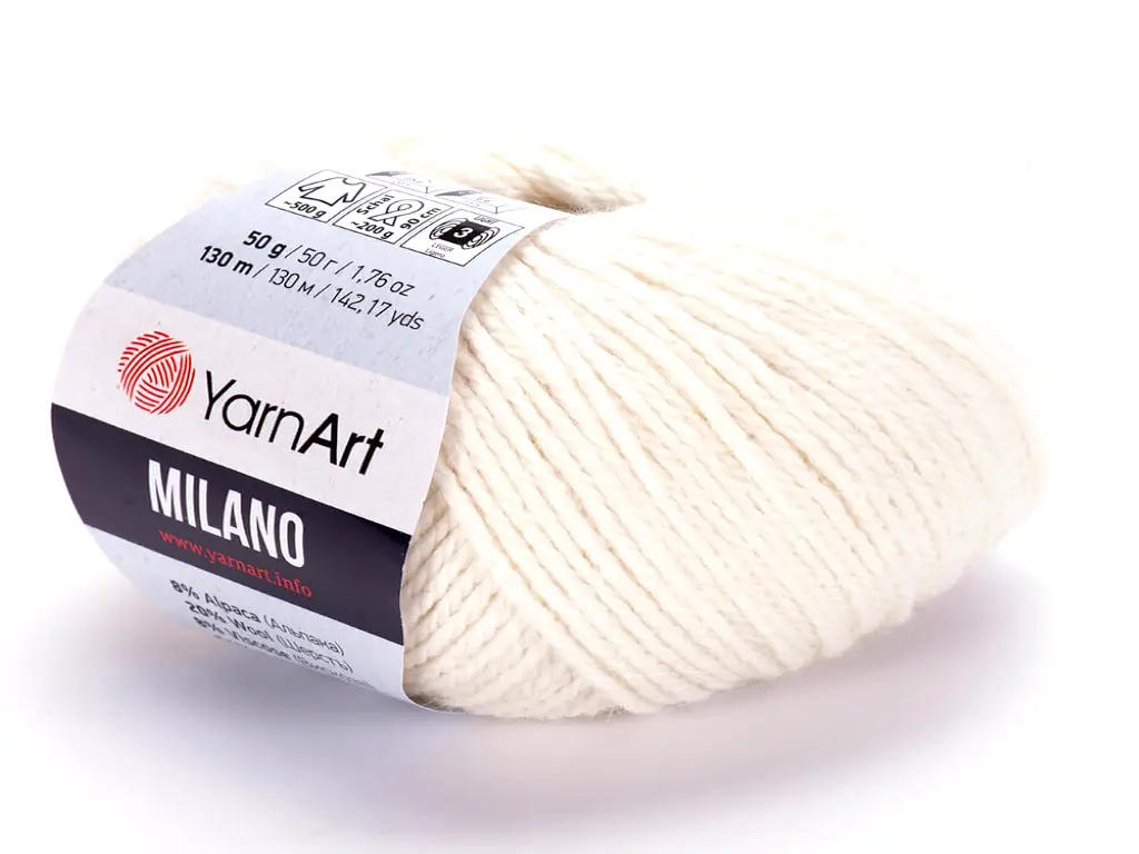 Fir textil Yarn Art Milano alb unt 852, pentru tricotat