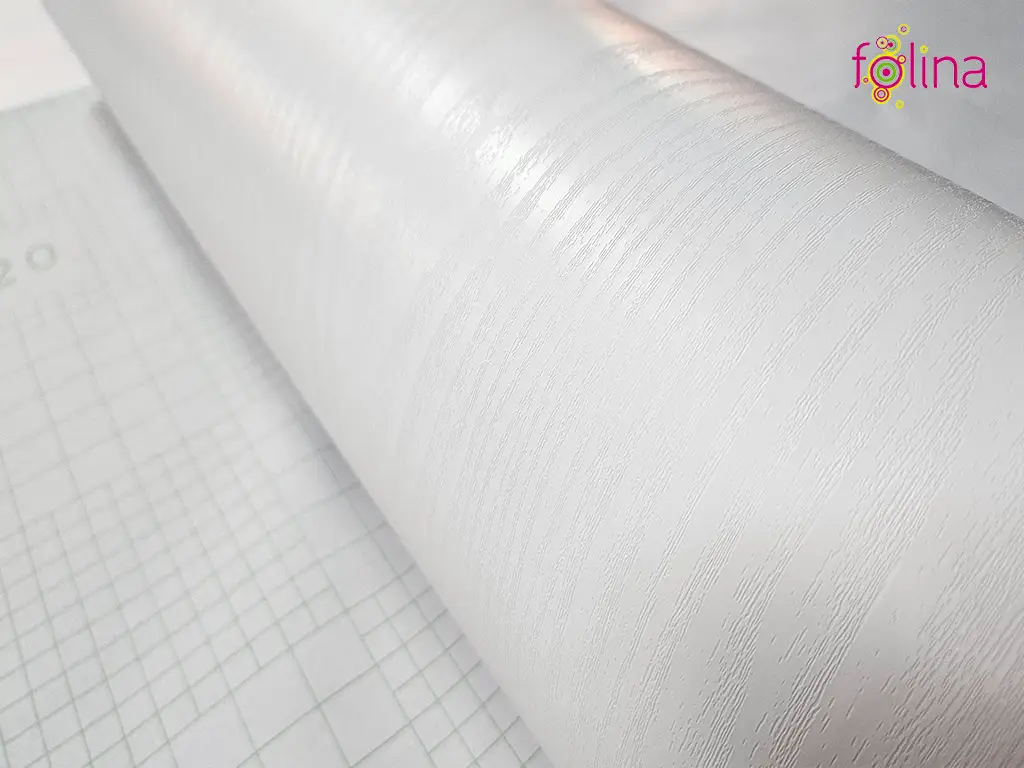 Autocolant mobilă lemn alb, Folina P3017, aspect mat, 120 cm lăţime