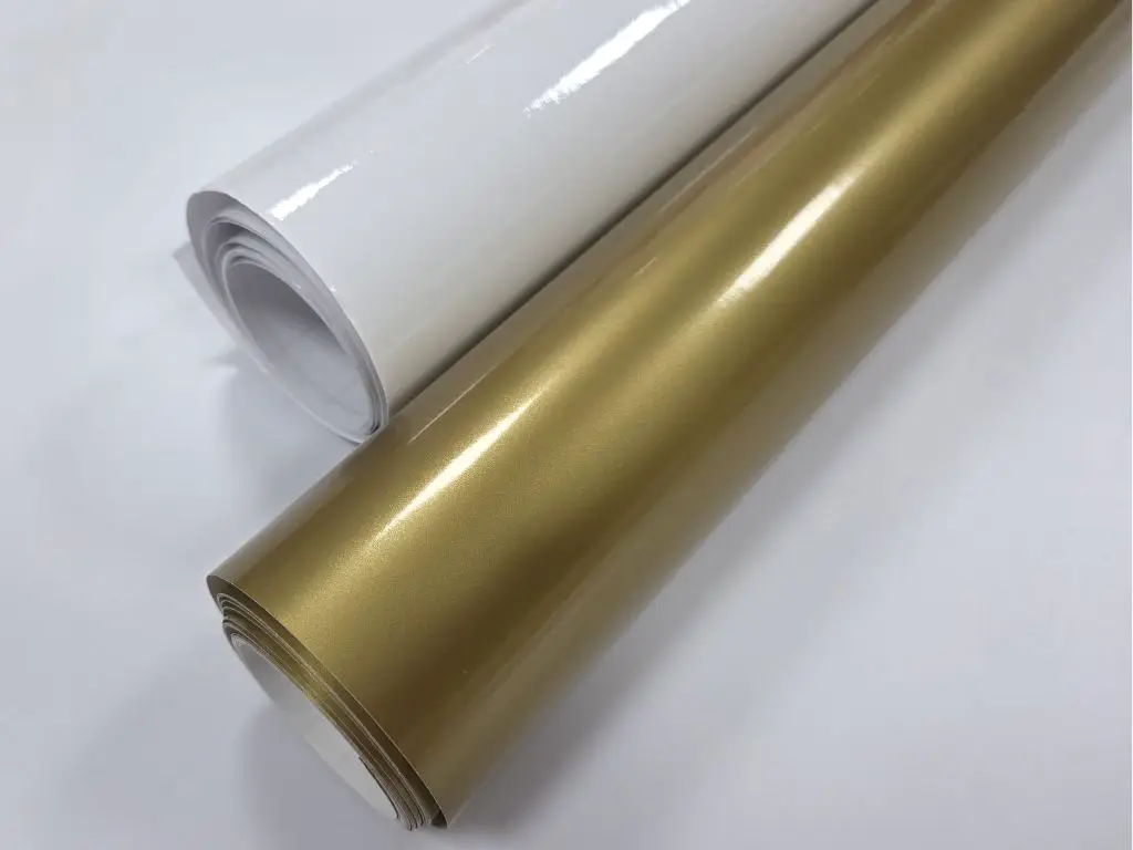 Set autocolant auriu metalic lucios 30x100 cm + folie transfer 30x100 cm – pentru cutter plotter, stickere și personalizări elegante
