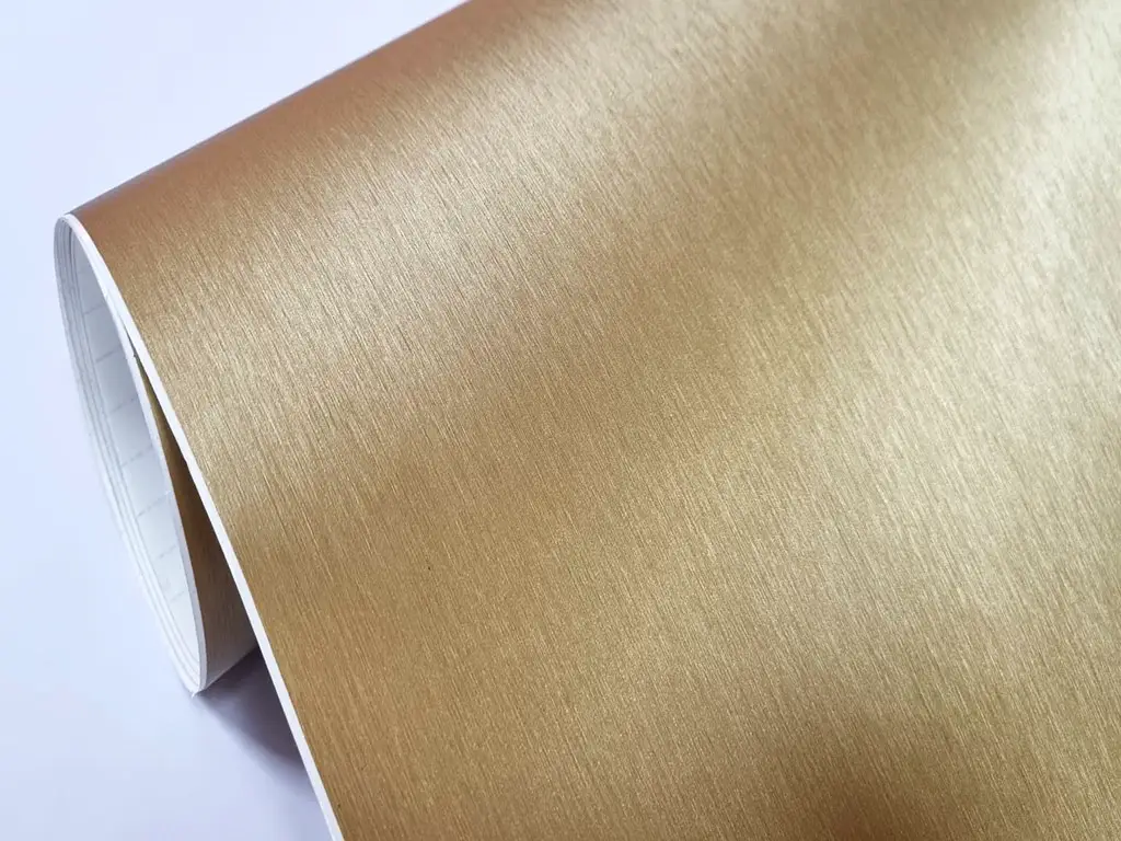 Autocolant auriu cu efect metalic mat brushed, pentru cutter plotter, rolă de 30x200 cm