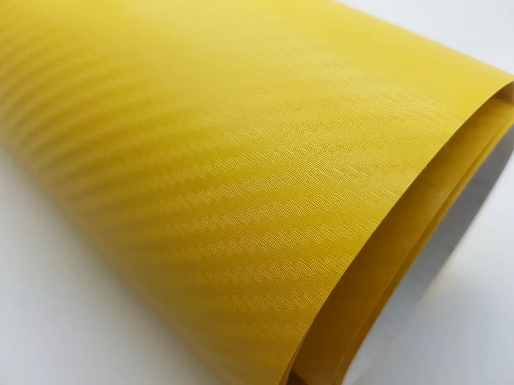 Autocolant galben mat cu textura carbon 3D, rola de 152x200 cm 