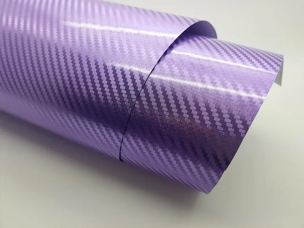 Autocolant carbon 3D violet metalic, cu tehnologie eliminare bule aer, rola de 152x200 cm