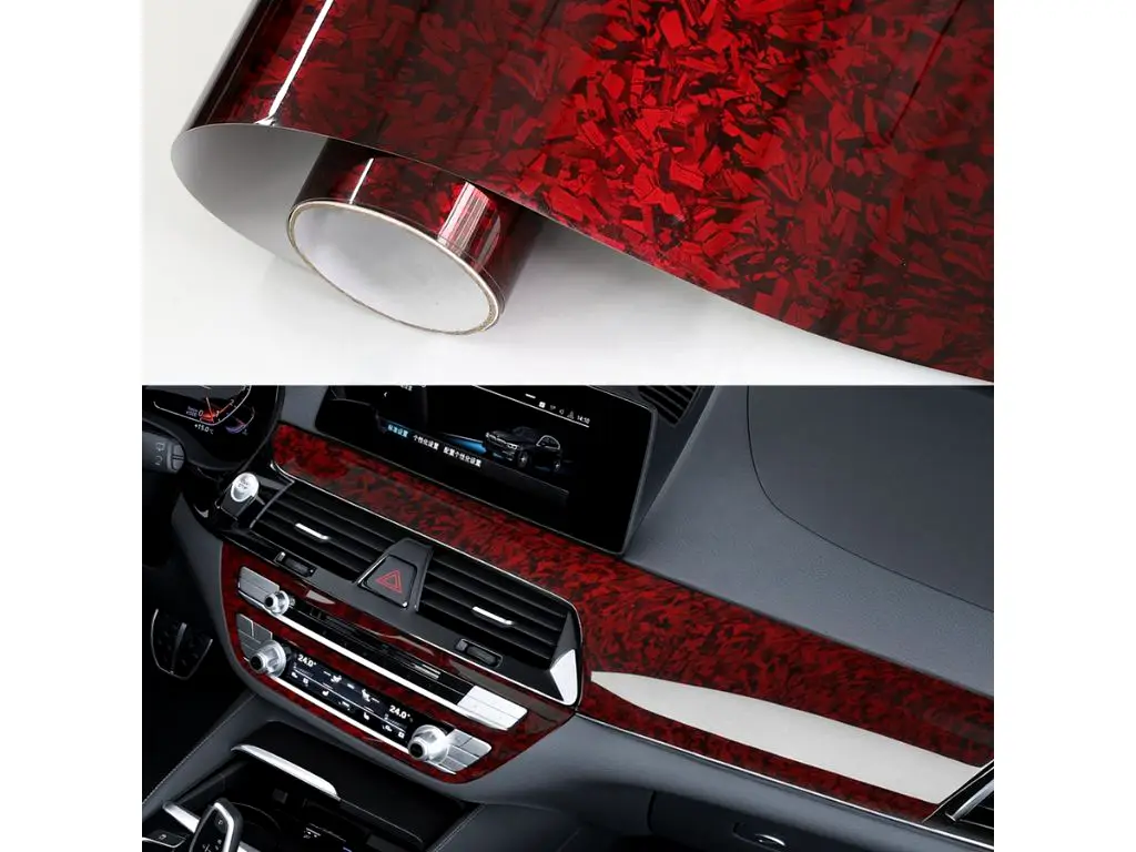 Folie auto carbon forjat vișiniu lucios – rolă 75 x 300 cm