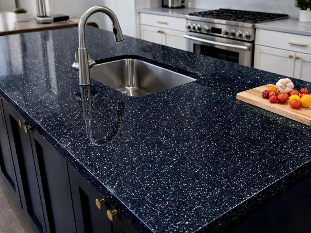 Autocolant mobilă bleumarin lucios, cu inserţii argintii, rolă de 75x300 cm