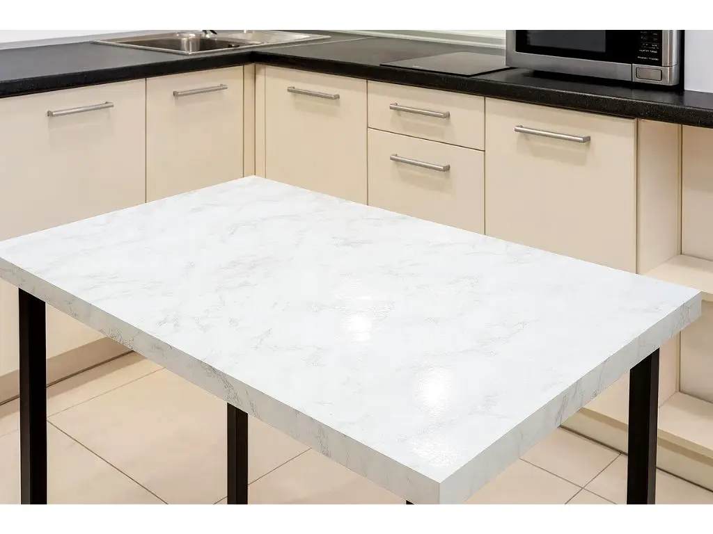Autocolant blat masă, imitaţie marmură gri, aspect lucios, 120 cm lăţime