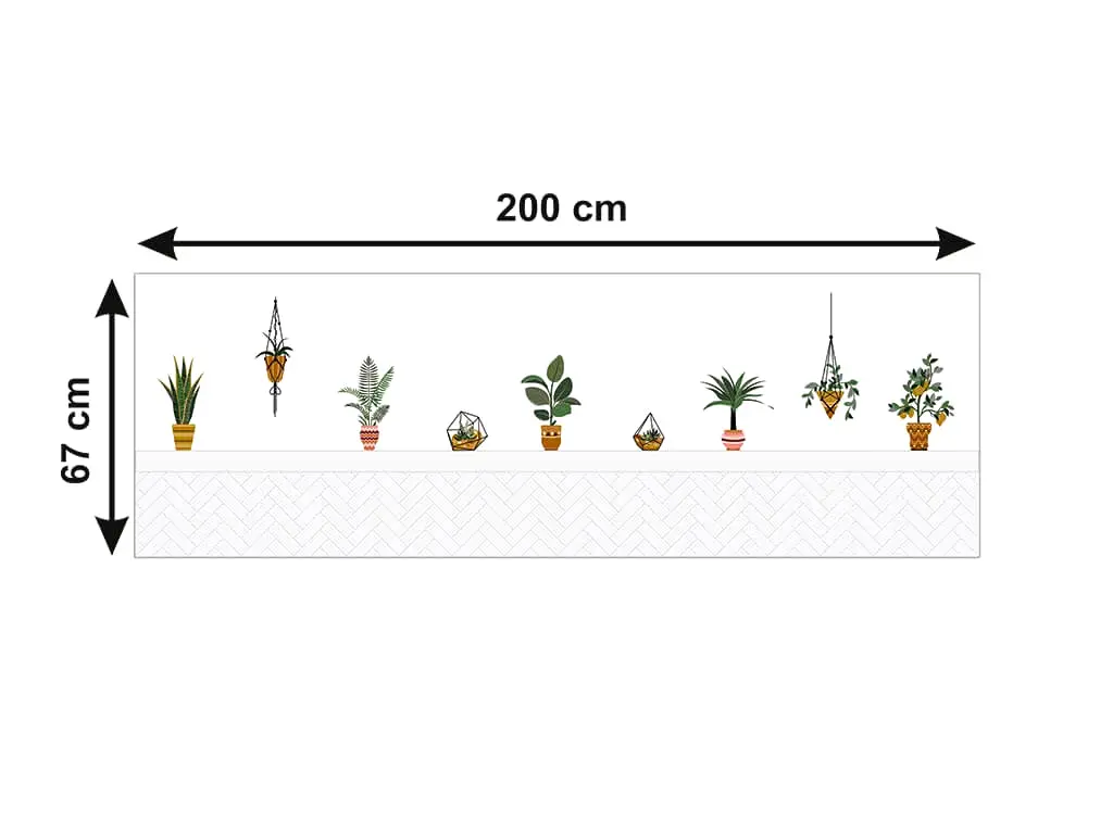 Autocolant perete, Folina, ghivece cu plante, 67x200 cm