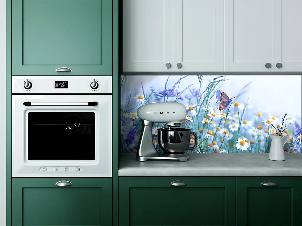 Autocolant perete bucătărie, Folina, fluture lila, 67x200 cm