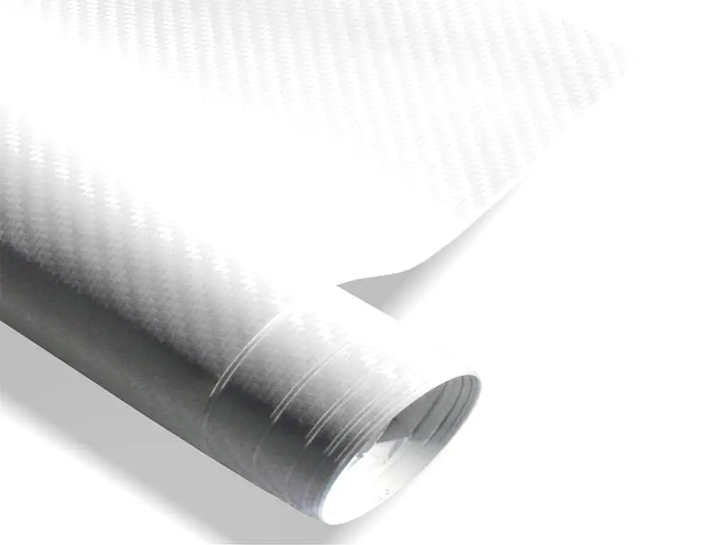 Autocolant alb carbon 3D, Folina, aspect mat, cu tehnologie de eliminare bule aer, rolă de 152x200cm