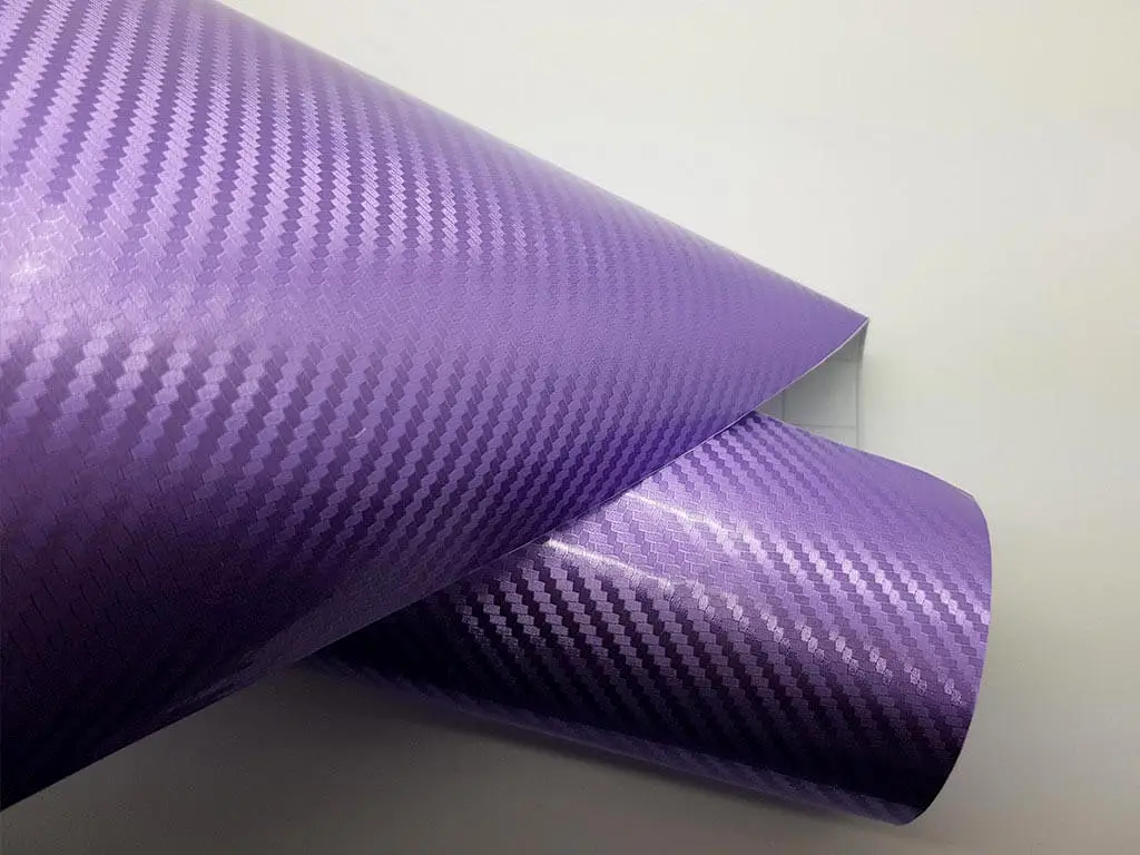 Autocolant carbon 3D violet metalic, cu tehnologie eliminare bule aer, rola de 152x200 cm