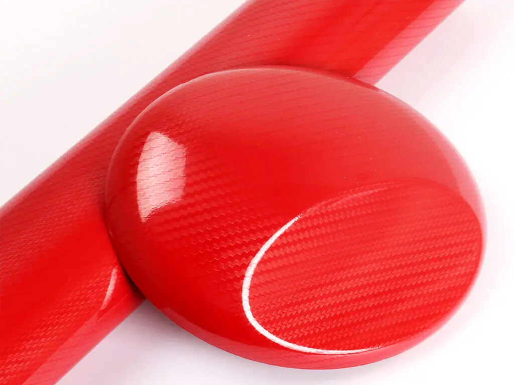 Autocolant roşu lucios carbon 5D, Folina, bubblefree, rolă de 152x200 cm