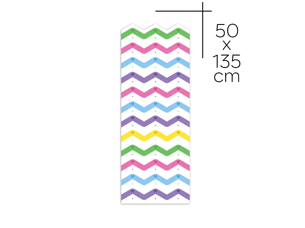 Autocolant de perete multicolor pentru camera copiilor, Folina, model în zig-zag, rolă de 50x130 cm
