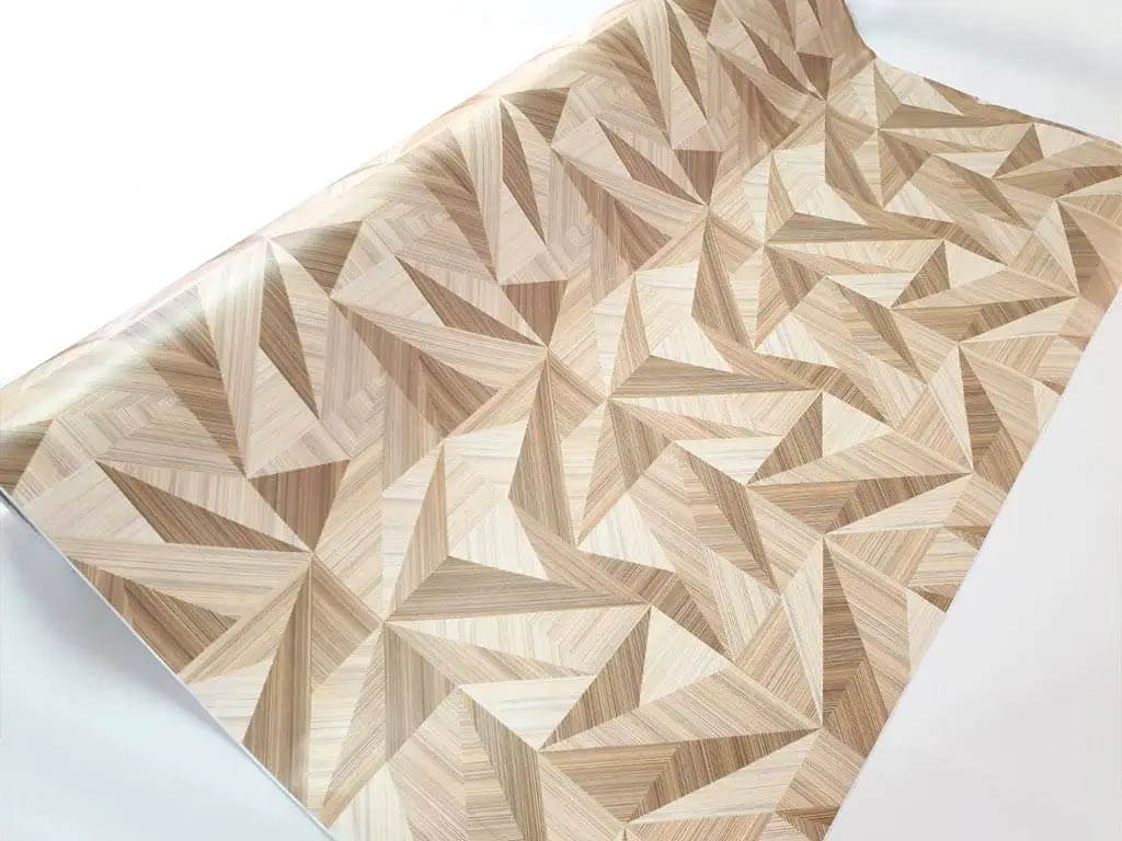 Autocolant mobilă lemn bej, Folina W0448, cu model geometric, 122 cm lăţime