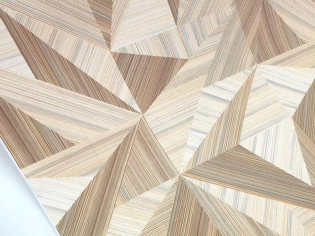 Autocolant mobilă lemn bej, Folina W0448, cu model geometric, 122 cm lăţime