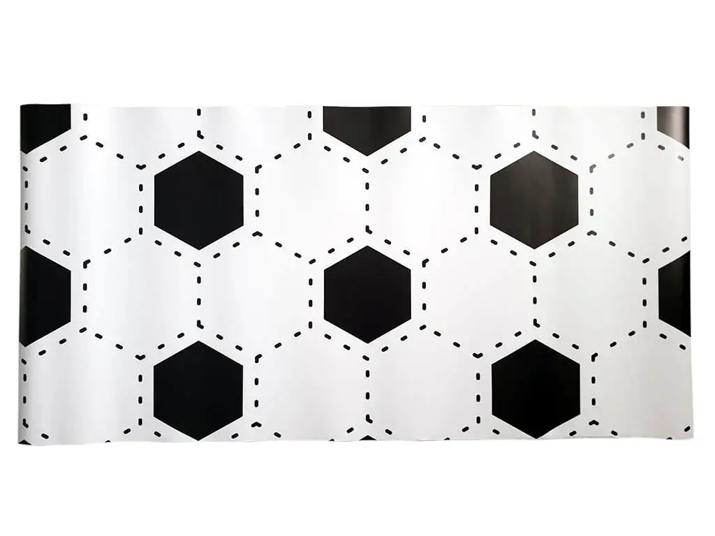 Autocolant mobilă decorativ, Folina, alb cu hexagoane negre, rolă de 100x250 cm, racletă inclusă