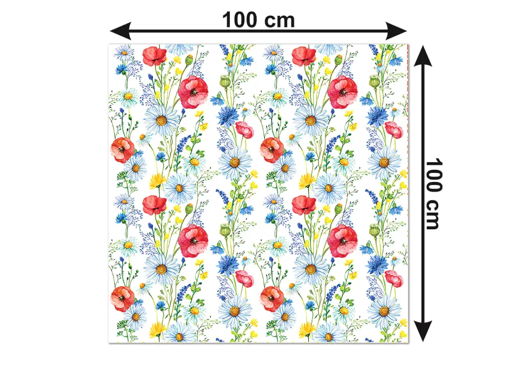 Autocolant mobilă decorativ, Folina, alb cu model floral, 100 cm lăţime, laminare mată