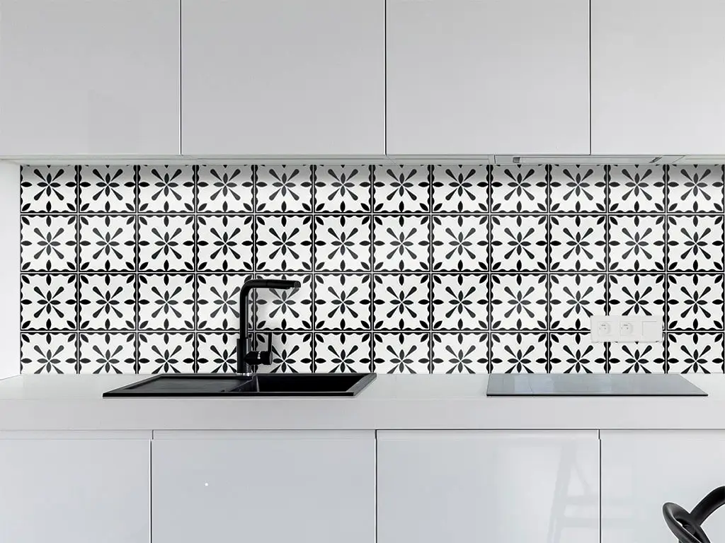 Autocolant perete, Folina, model geometric negru, rezistent la apă şi căldură, rolă de 67x200 cm