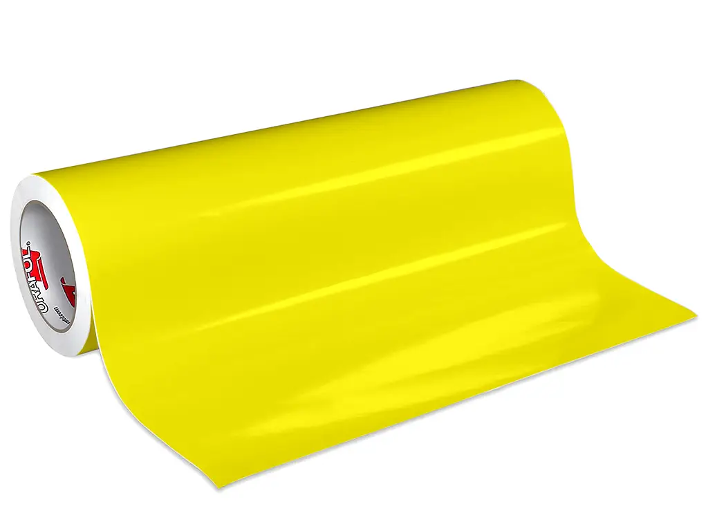 Autocolant galben lucios Oracal 641G Economy Cal, Brimstone Yellow 025, rolă 63 cm x 3 m, racletă de aplicare inclusă