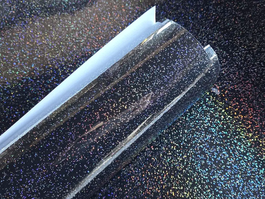 Autocolant negru lucios Holografic Sparkle 75x200 cm – efect glitter multicolor