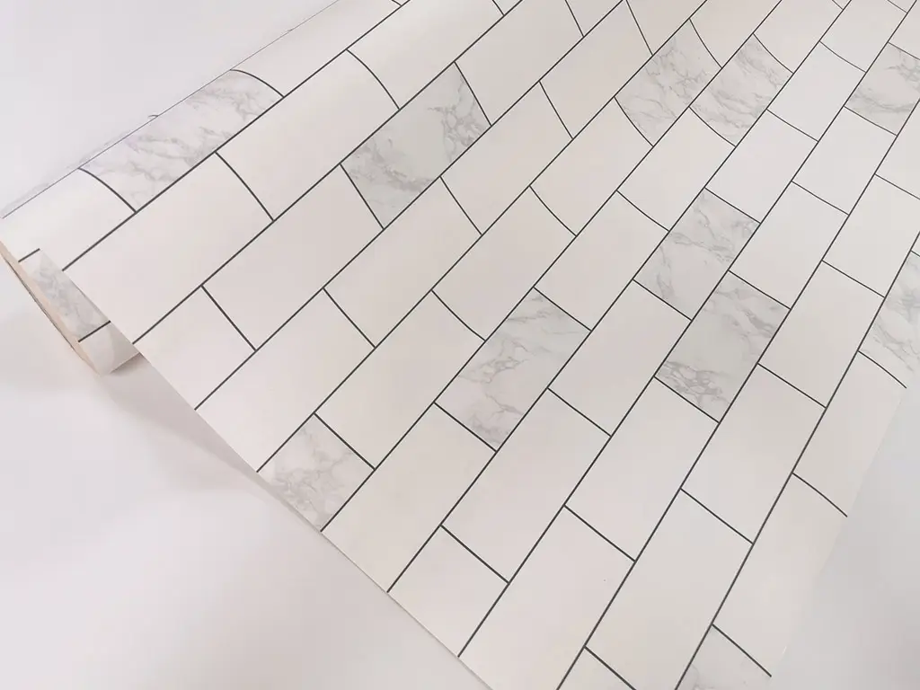 Autocolant perete, MagicFix, imitaţie faianţă albă, 100 cm lăţime