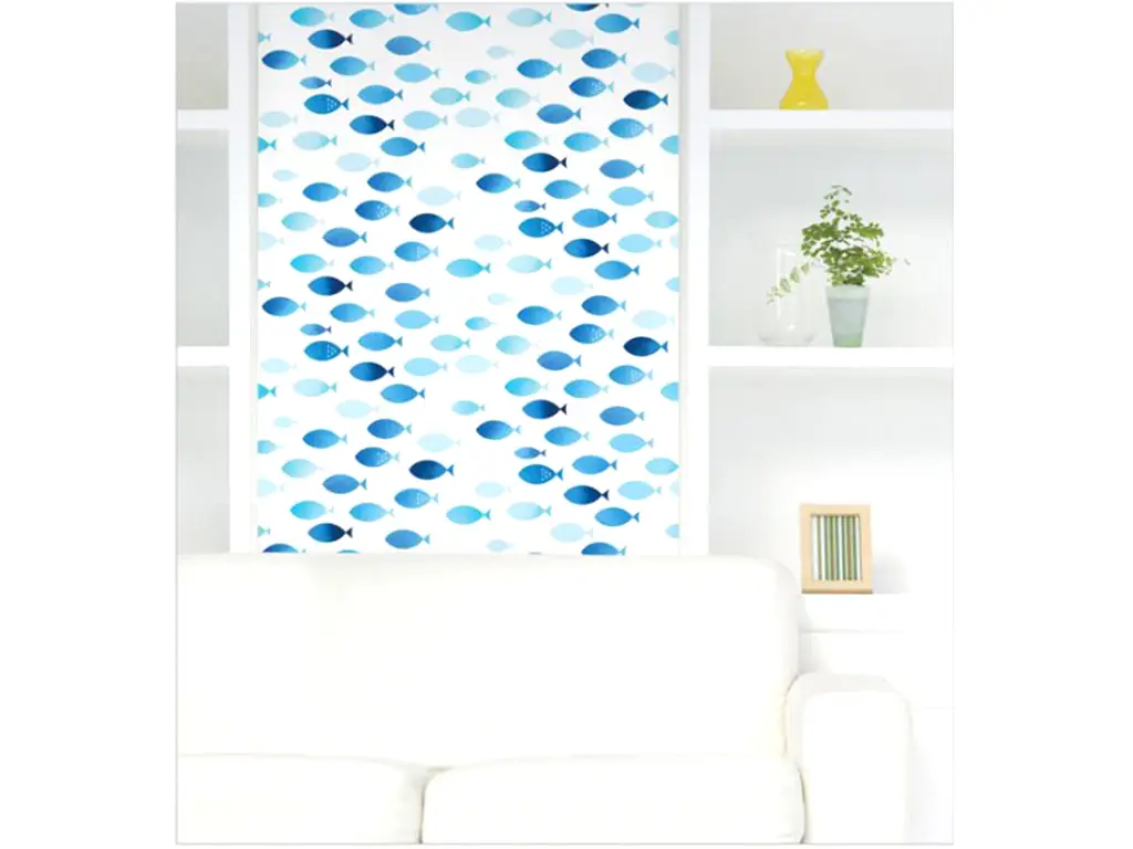 Autocolant mobilă decorativ Azuleo, MagicFix, model geometric albastru, 100 cm lăţime