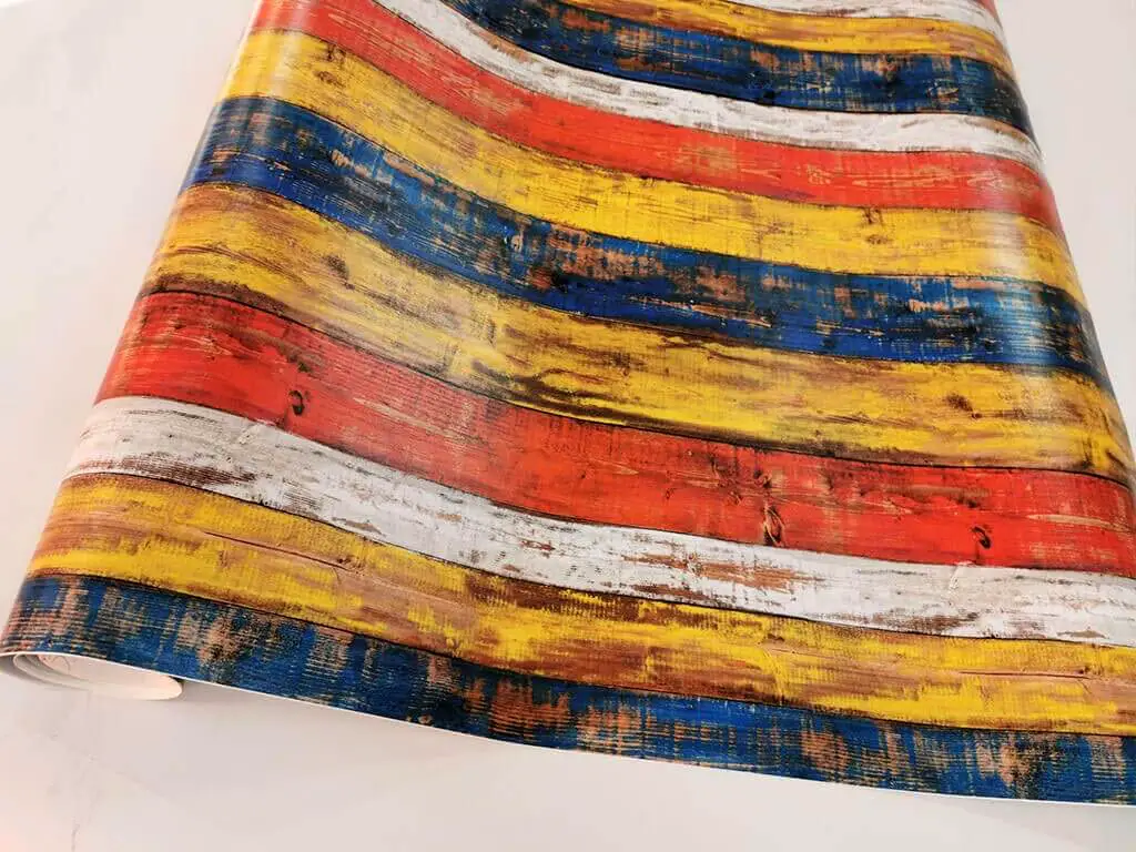 Autocolant imitaţie lemn vintage multicolor, Folina, 120 cm lăţimea rolei