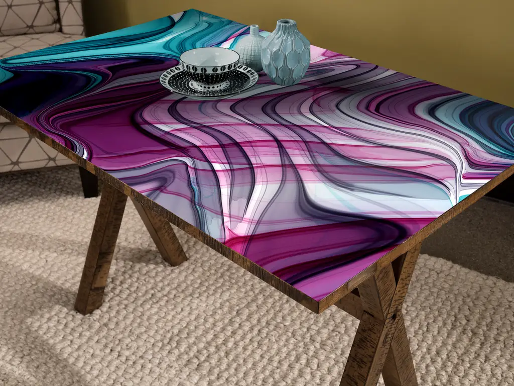 Autocolant blat masă, model abstract, 100 x 200 cm, racletă inclusă