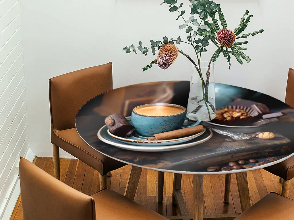 Autocolant blat masă, model ceașcă cafea, 100 x 200 cm, racletă inclusă
