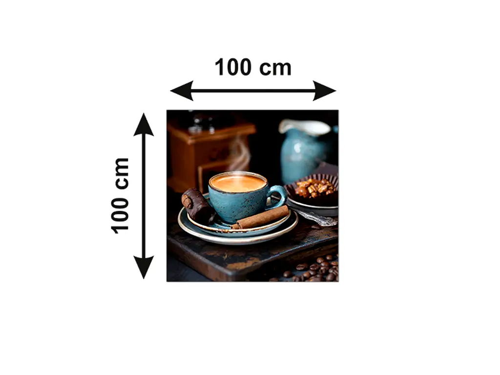 Autocolant blat masă, model ceașcă cafea, 100 x 100 cm, racletă inclusă