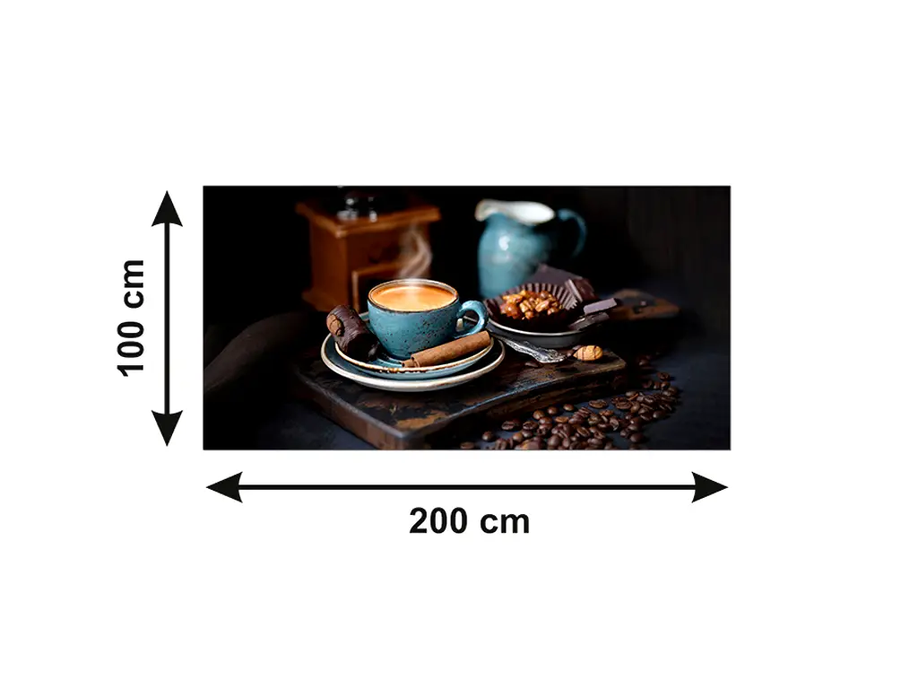 Autocolant blat masă, model ceașcă cafea, 100 x 200 cm, racletă inclusă