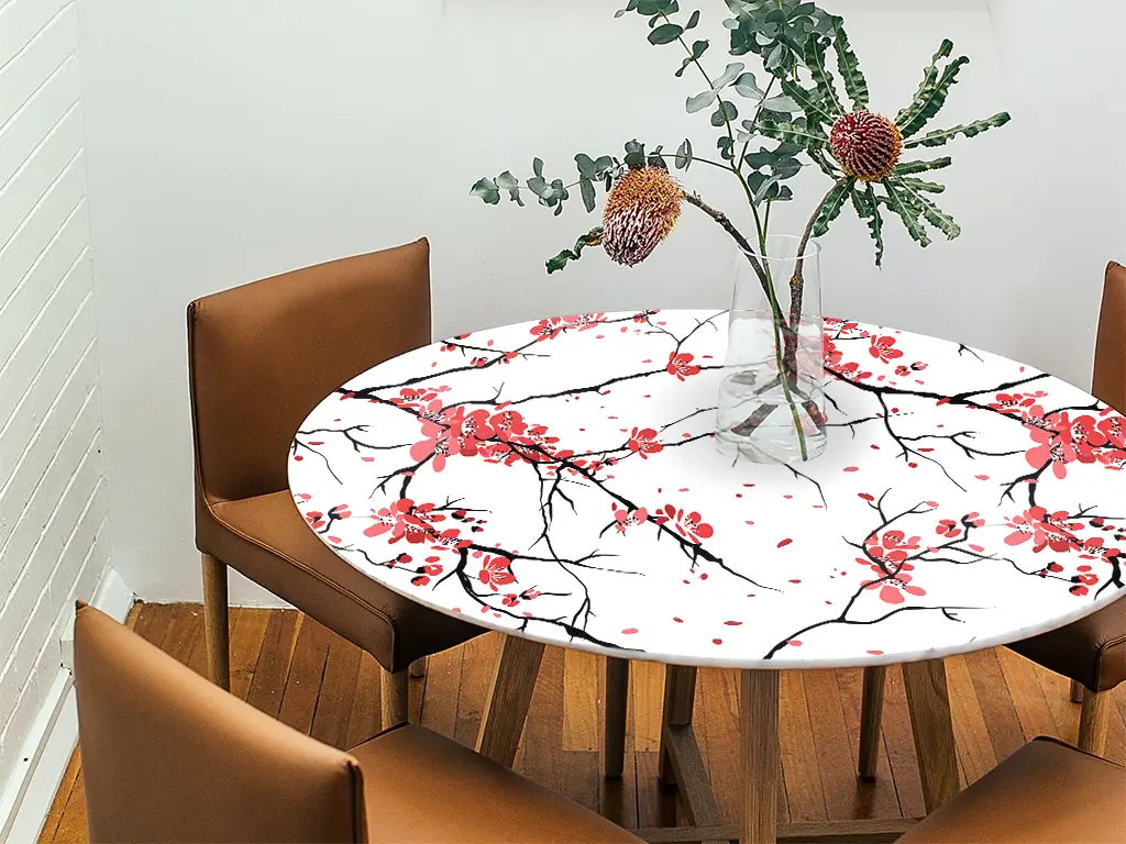 Autocolant blat masă, model cireș japonez, 100 x 200 cm, racletă inclusă
