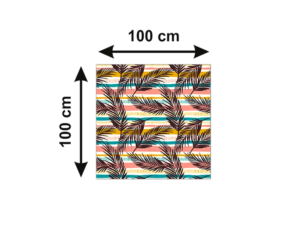 Autocolant blat masă, model frunze retro, 100 x 100 cm, racletă inclusă