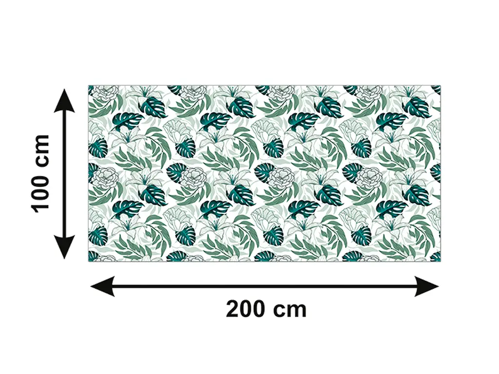 Autocolant blat masă, model frunze tropicale, 100 x 200 cm, racletă inclusă