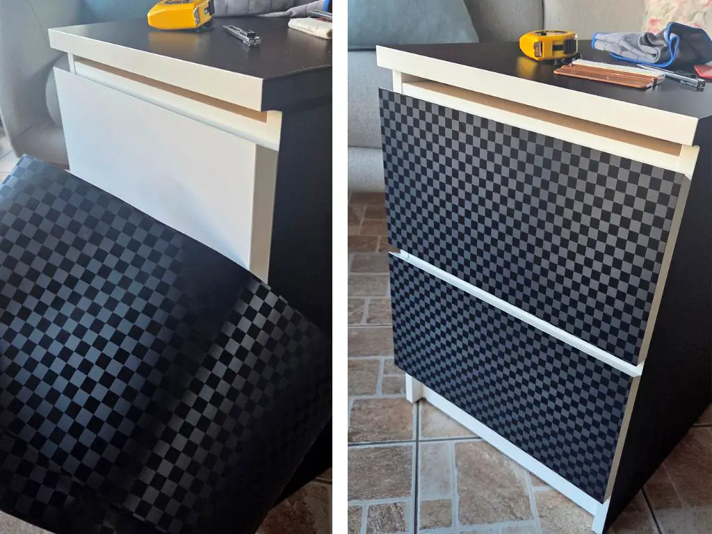 Autocolant negru Grid Carbon, model embosat pătrățele - 75x250 cm