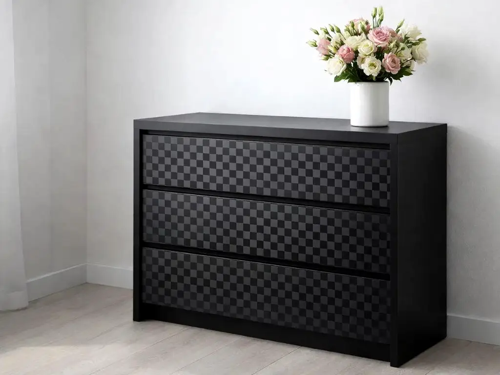 Autocolant negru Grid Carbon, model embosat pătrățele - 75x250 cm